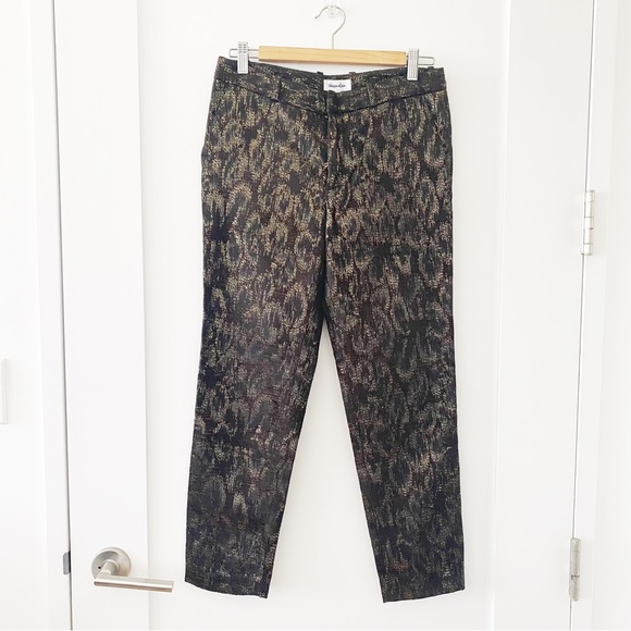 Steven Alan Brown Cropped Ankle Gold Stitch Tuxedo Pants Size 4 - Picture 5 of 5